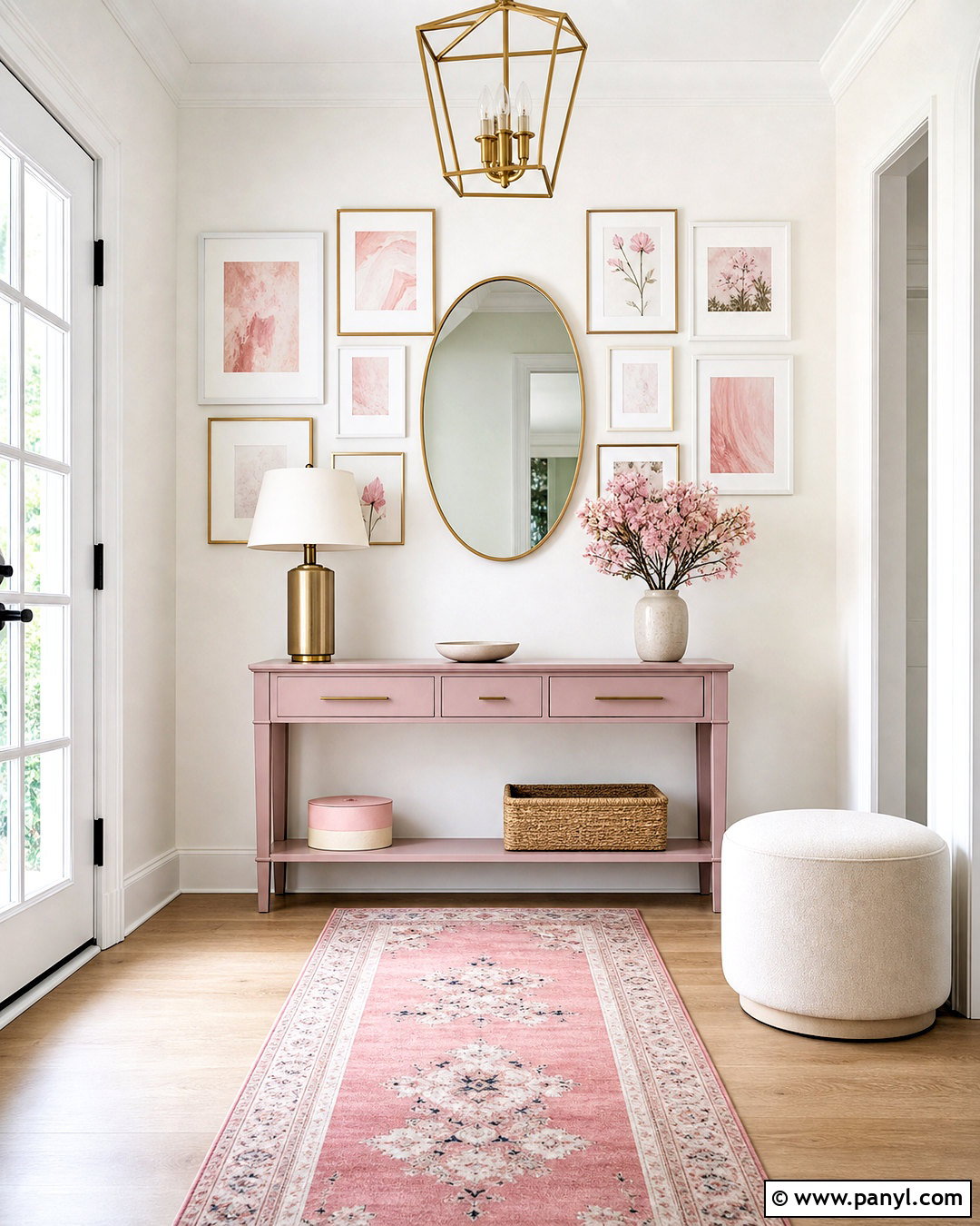 Pink Gallery Wall On White Paint - 20 pink and white wall ideas