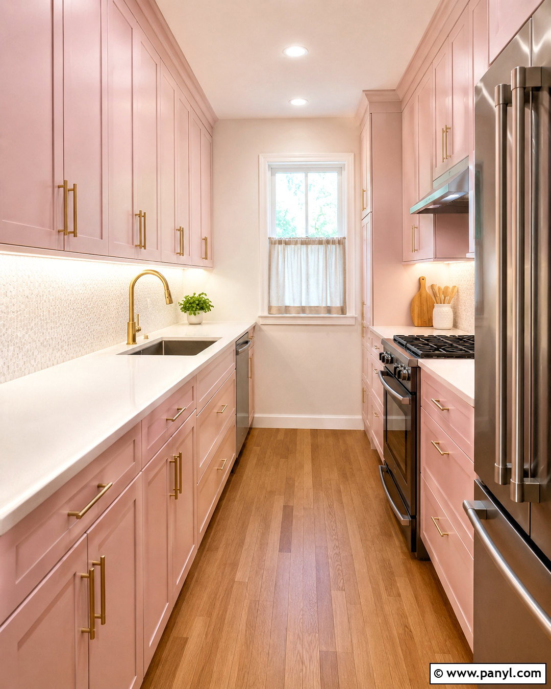 Pink Galley Kitchen - 20 pink kitchen aesthetic ideas