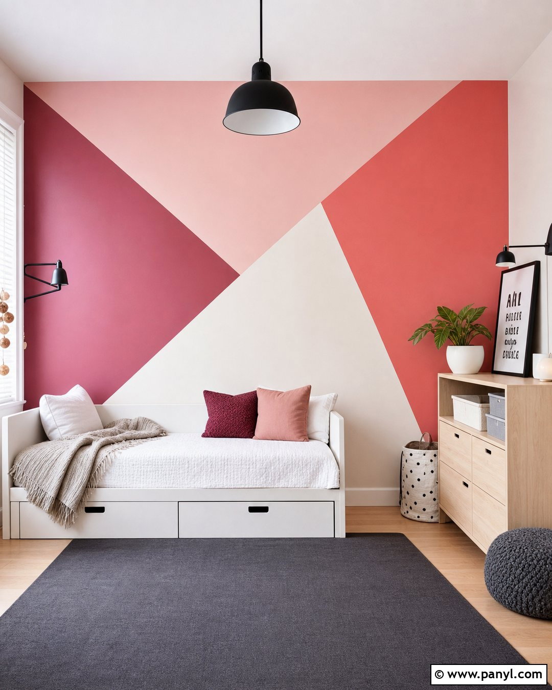 Pink Geometric Accent Wall - 35 pink accent walls