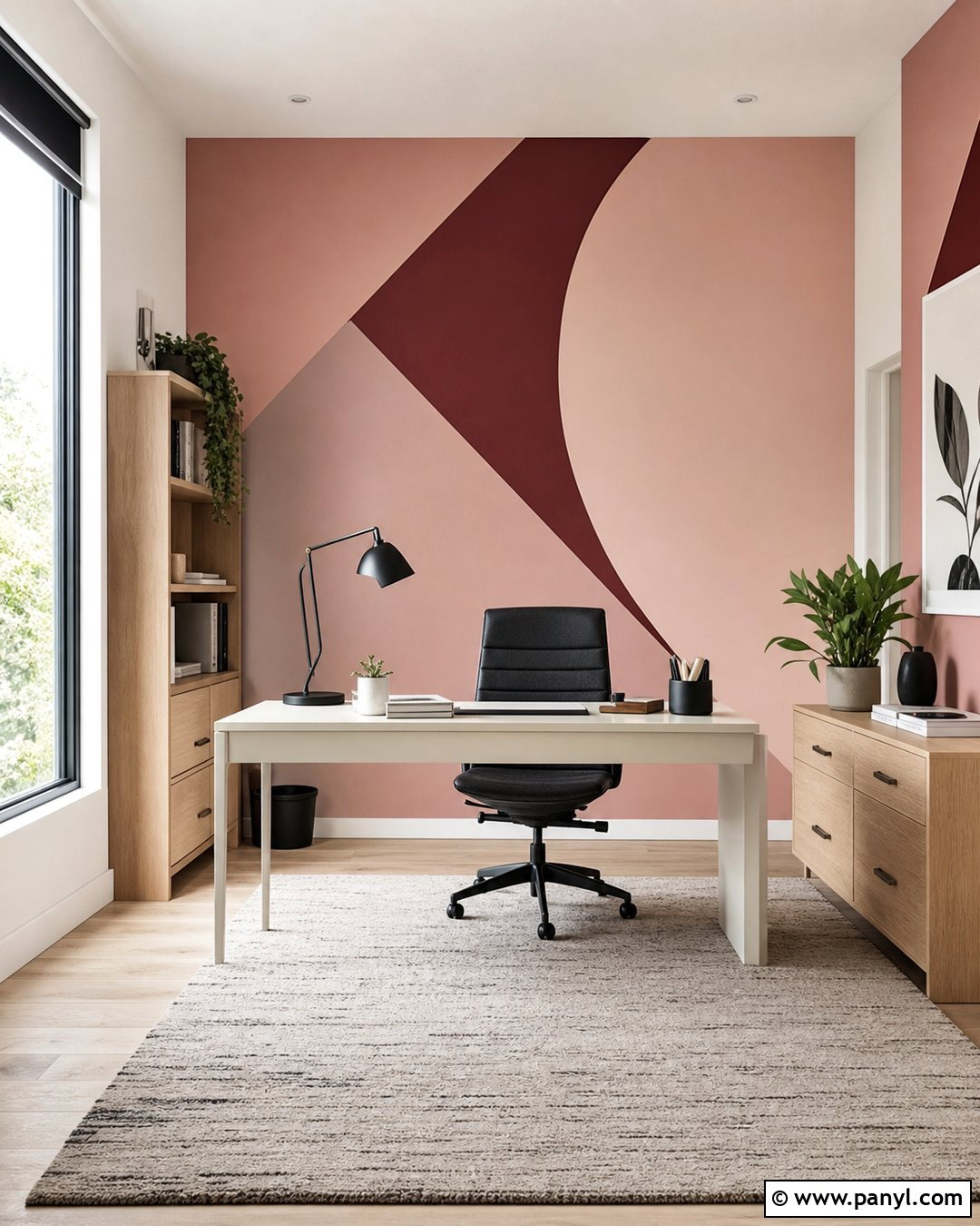 Pink Geometric Accent Wall - 50 Pink Wall Ideas