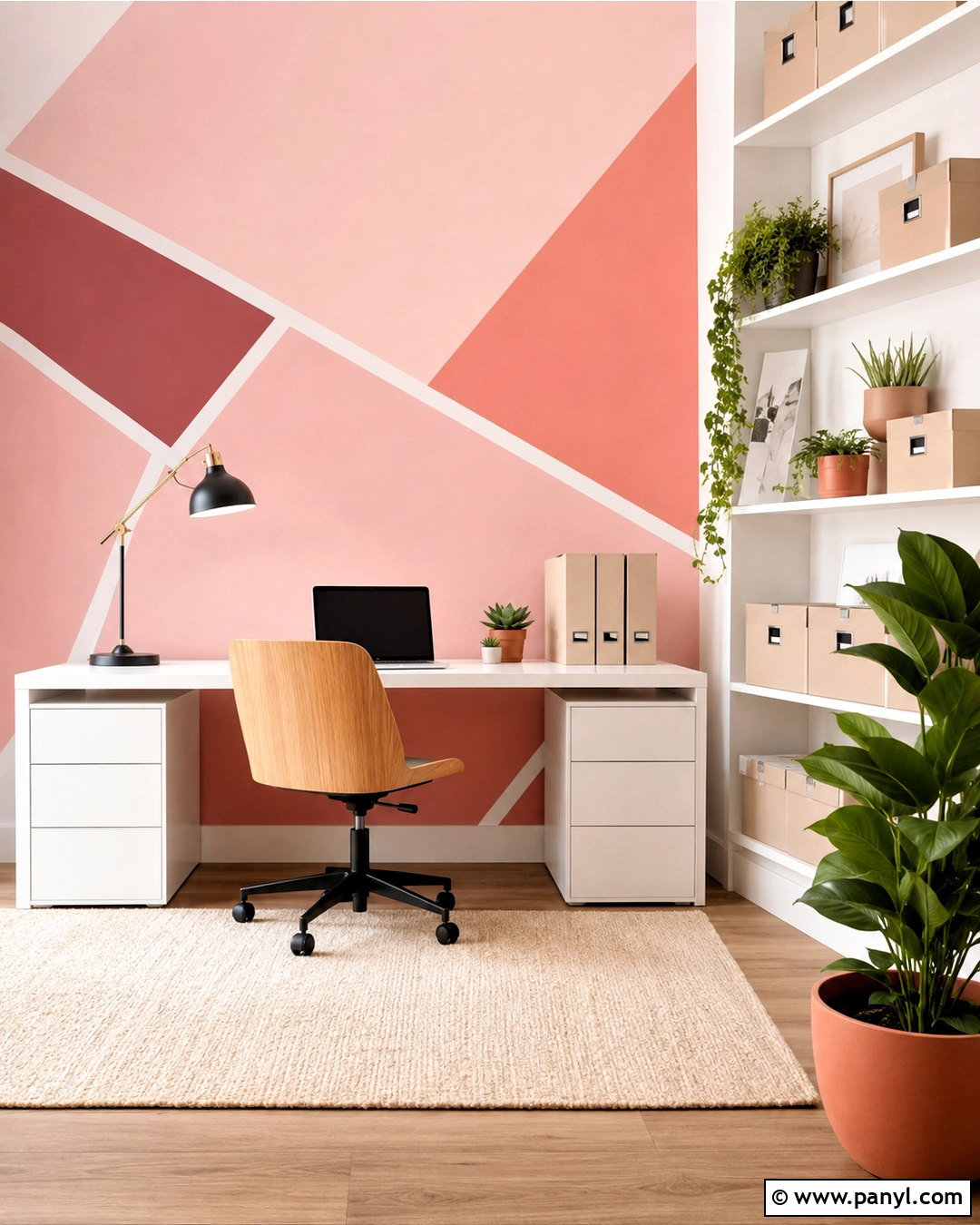 Pink Geometric Accent Wall - 20 pink and white walls