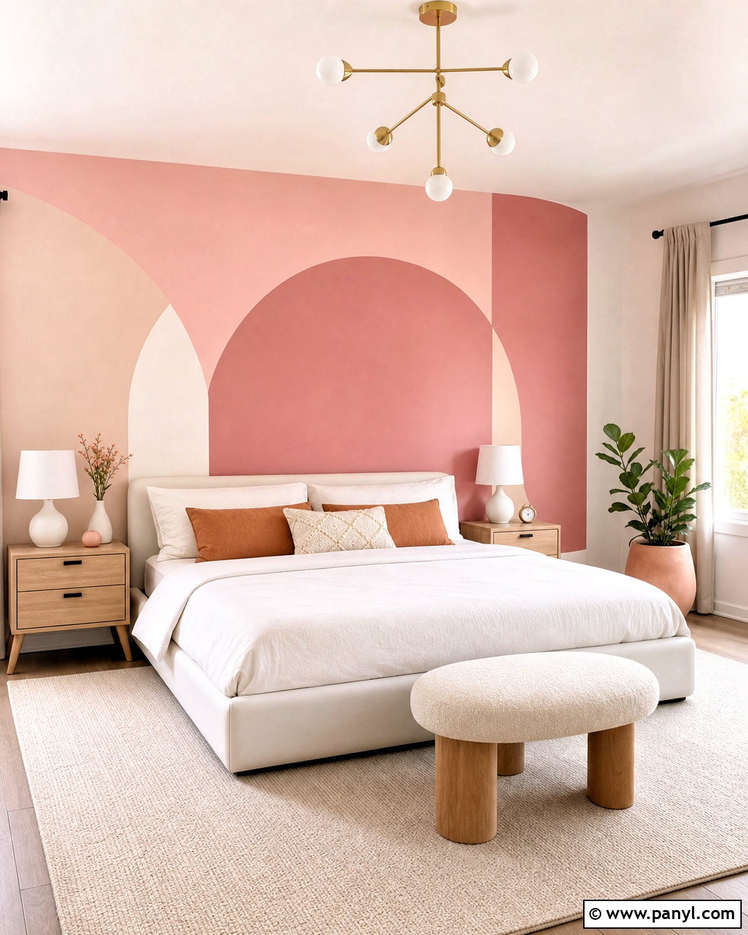 Pink Geometric Accent Wall Bedroom - 20 pink accent wall bedroom ideas