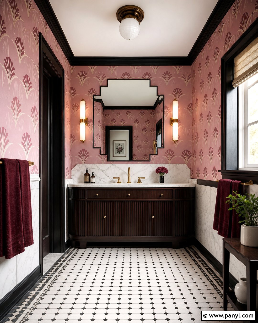 Pink Geometric Bathroom Walls - 30 pink bathroom walls