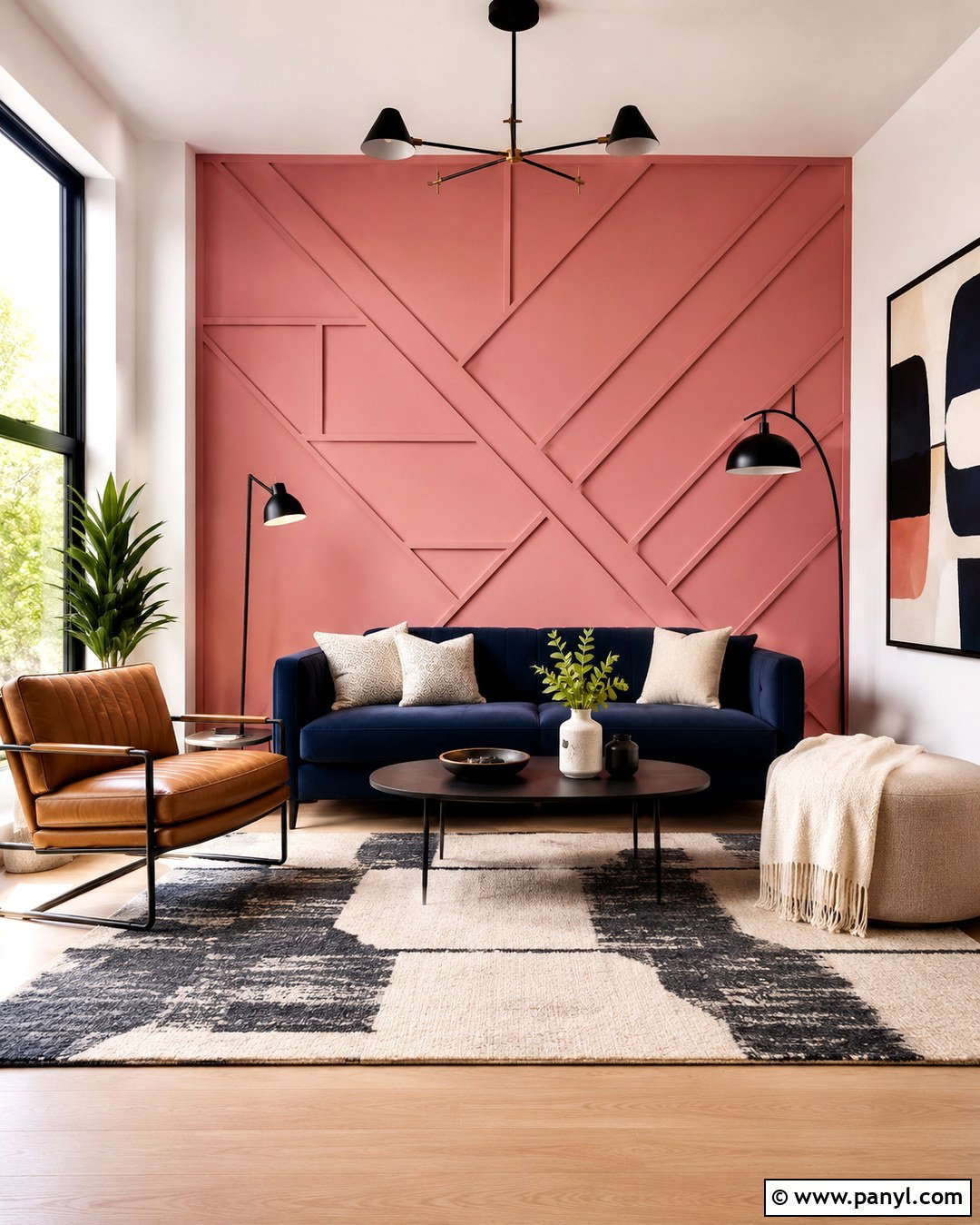 Pink Geometric Panelled Wall - 20 Pink Panelled Walls