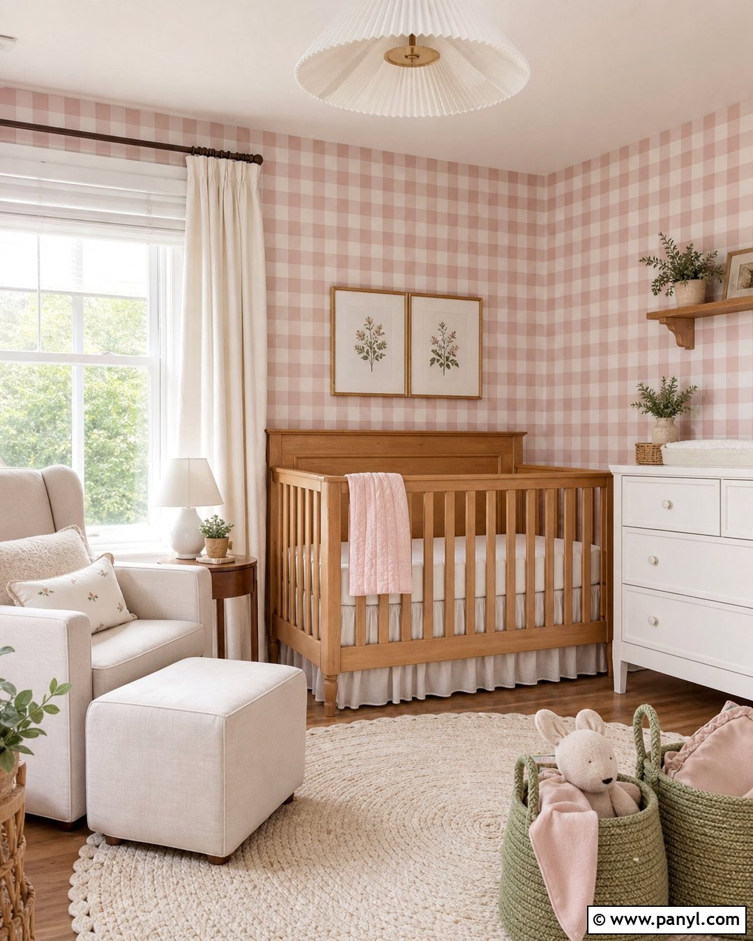 Pink Gingham Nursery Wallpaper Wall - 20 Accent Wall Nursery Girl Pink Ideas