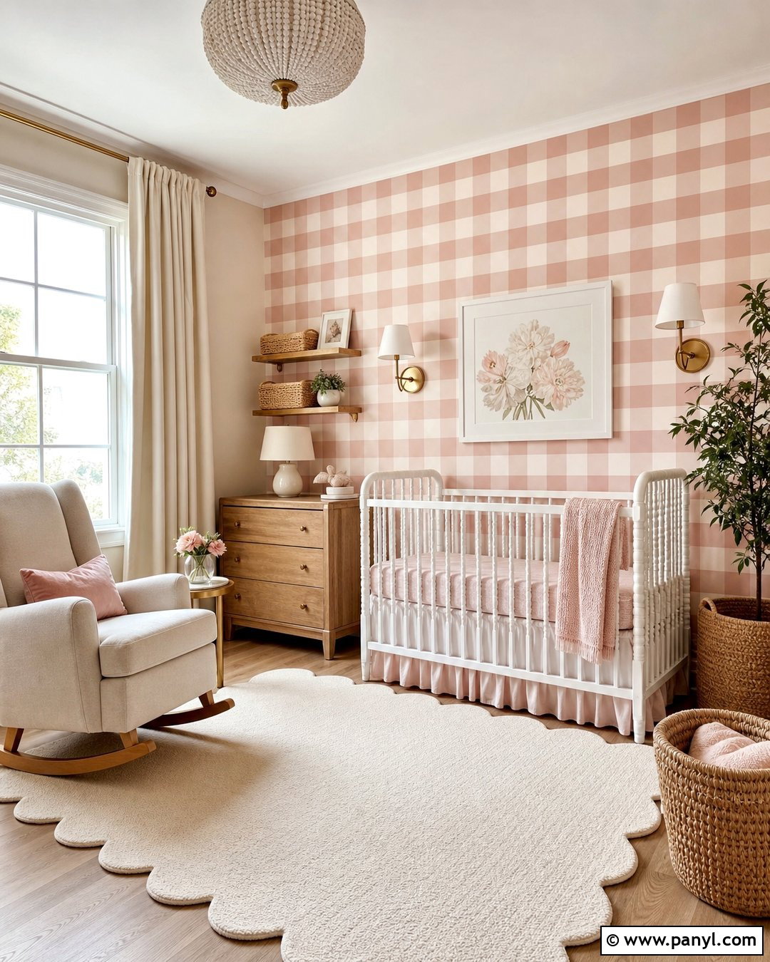 Pink Gingham Painted Nursery Walls - 30 Gingham Painted Walls