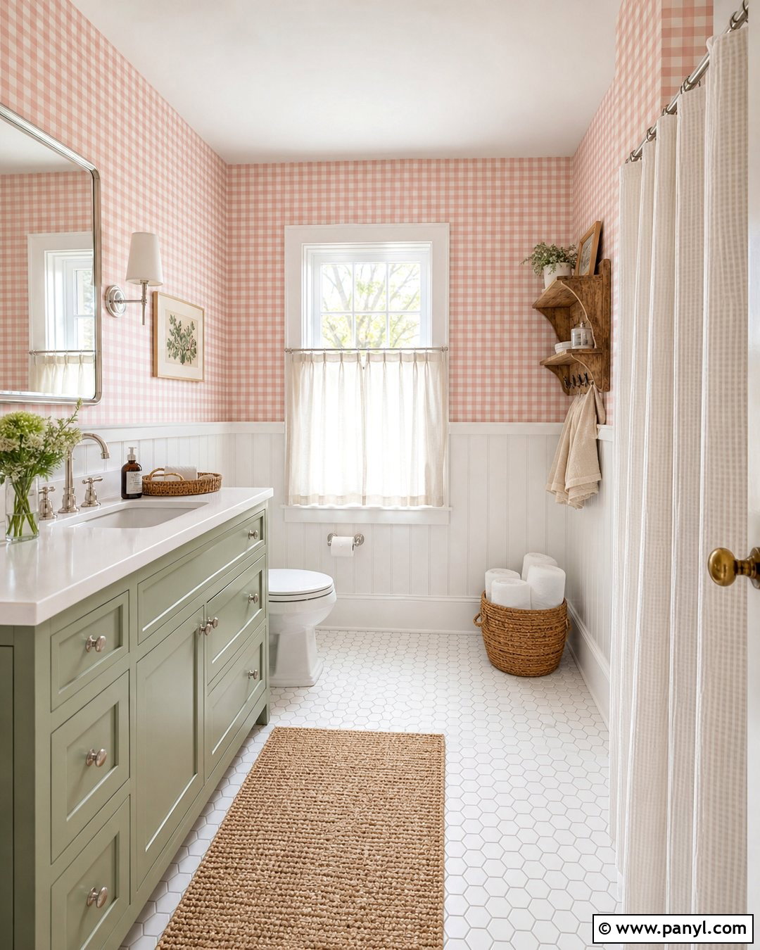 Pink Gingham Wallpaper Bathroom - 25 Pink Wallpaper Bathroom Ideas