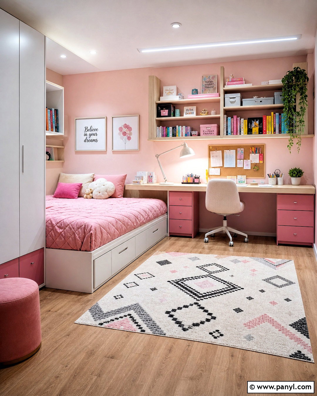 Pink Girl Bedroom With Study Area - 20 girl bedroom designs pink ideas