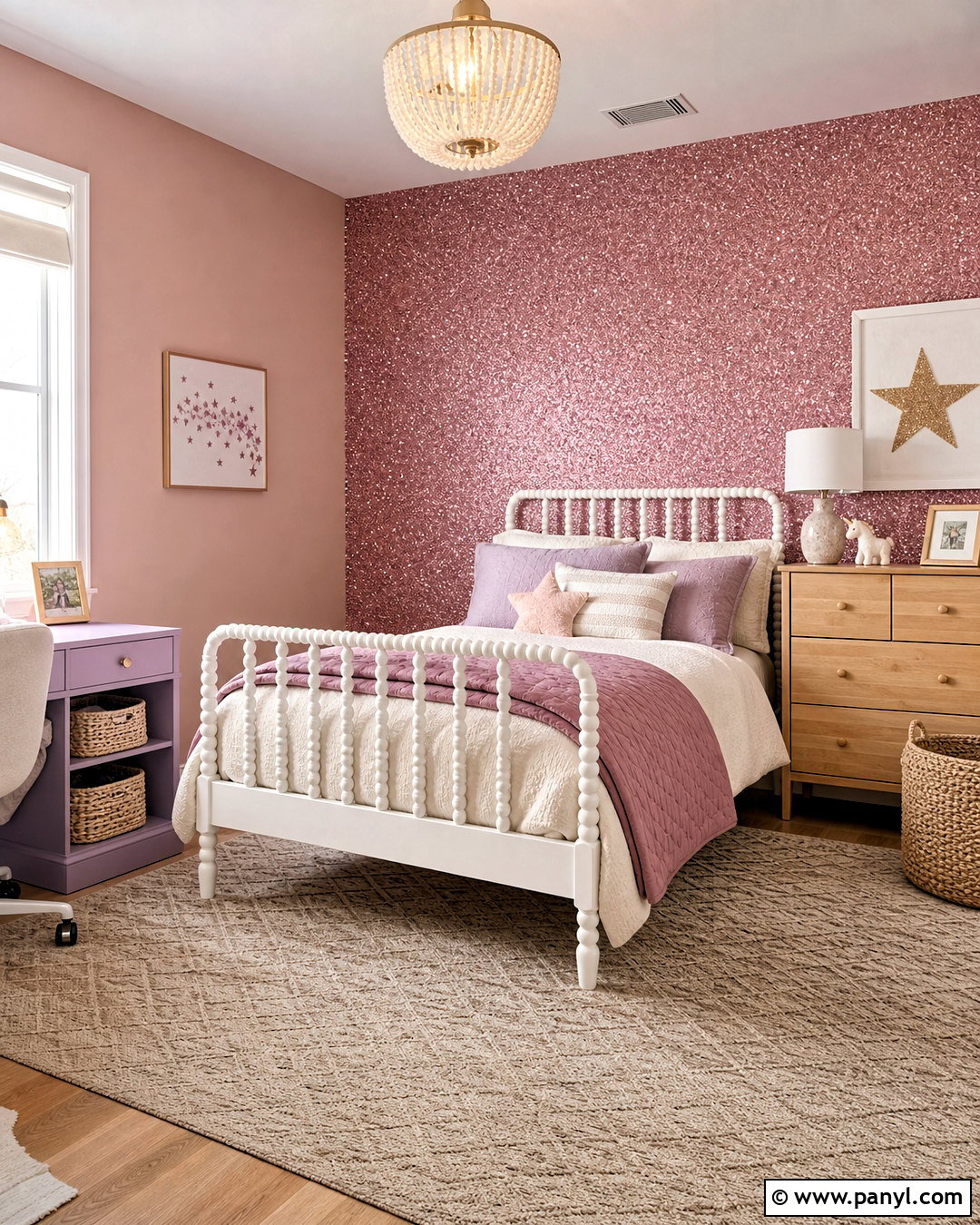 Pink Glitter Wall Girls Bedroom - 20 glitter walls