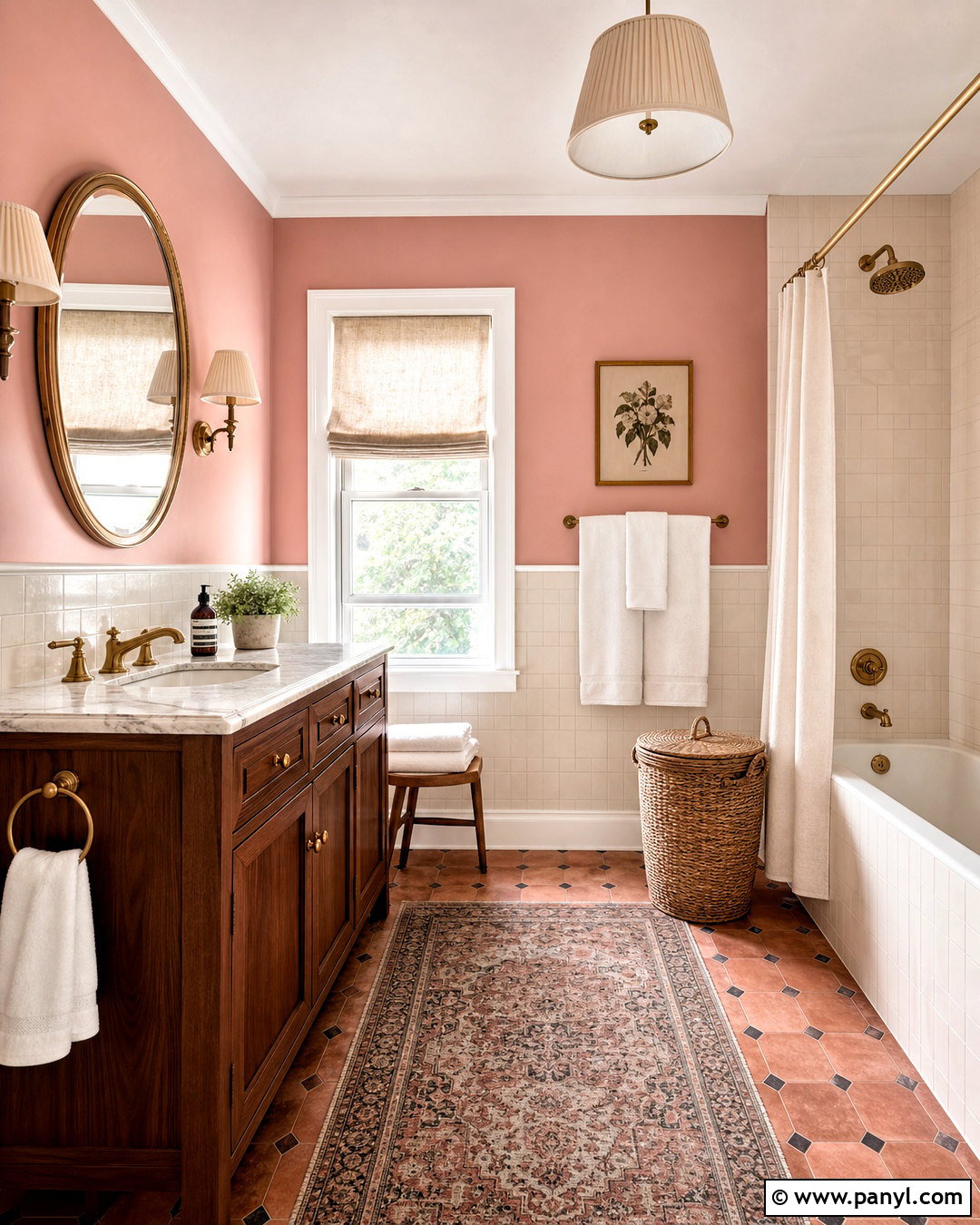 Pink Ground Bathroom With Brass Fixtures - 20 farrow and ball pink ground ideas
