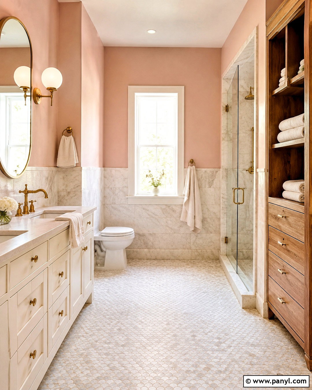 Pink Ground Bathroom With Marble - 40 pink ground farrow and ball ideas