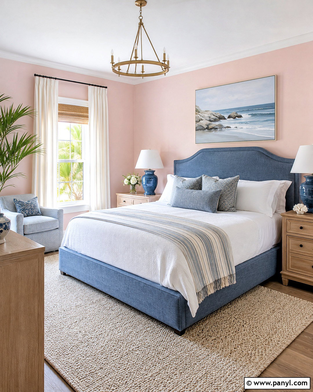 Pink Ground Bedroom With Blue Accents - 40 pink ground farrow and ball ideas