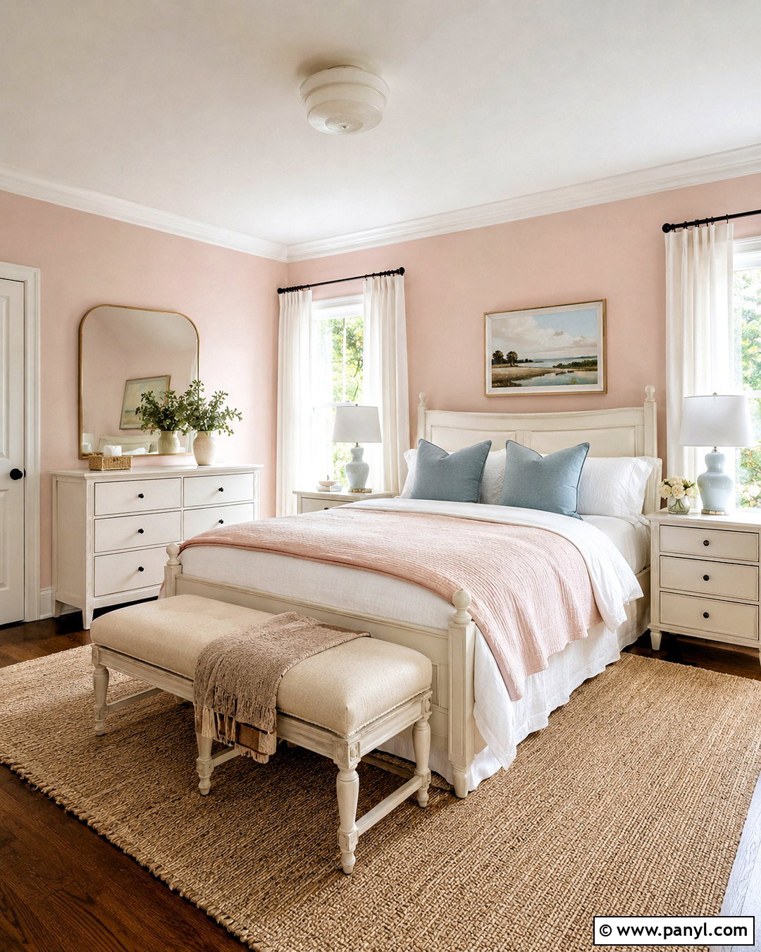 Pink Ground Bedroom With White Furniture - 40 pink ground farrow and ball ideas