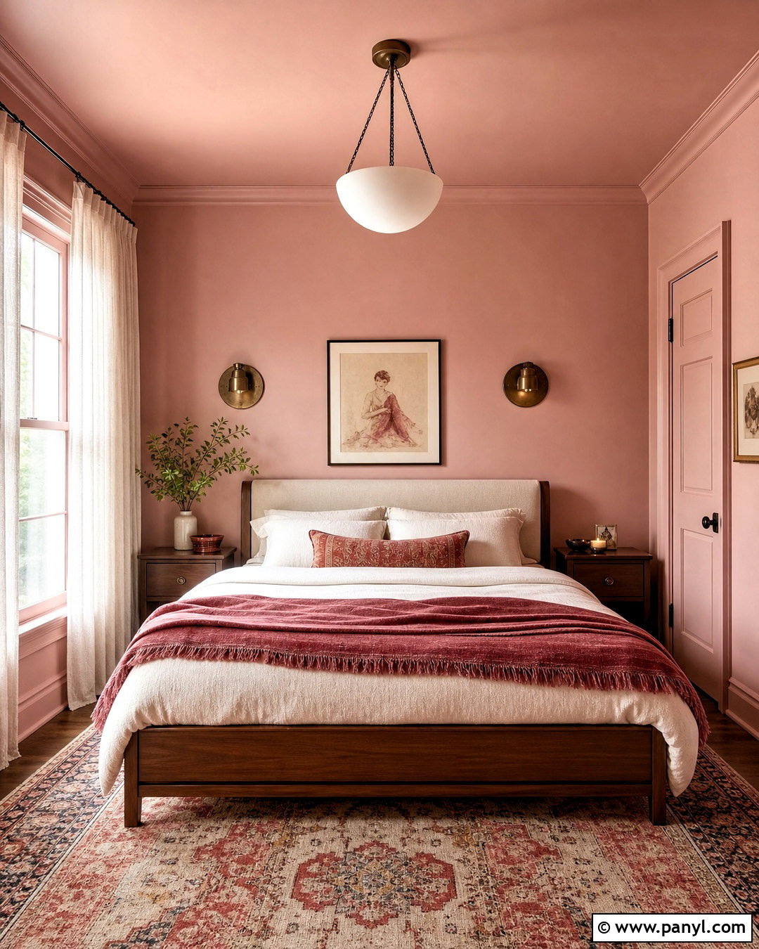 Pink Ground Color Drenched Bedroom - 20 farrow and ball pink ground ideas