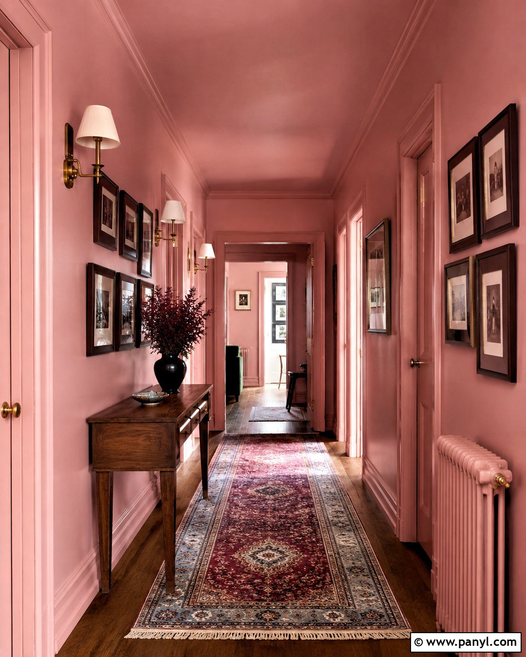 Pink Ground Color Drenched Hallway - 40 pink ground farrow and ball ideas