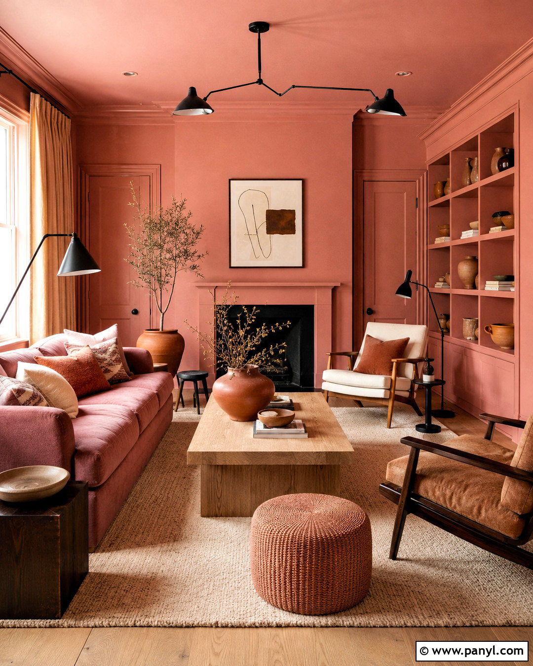 Pink Ground Color Drenched Living Room - 40 pink ground farrow and ball ideas