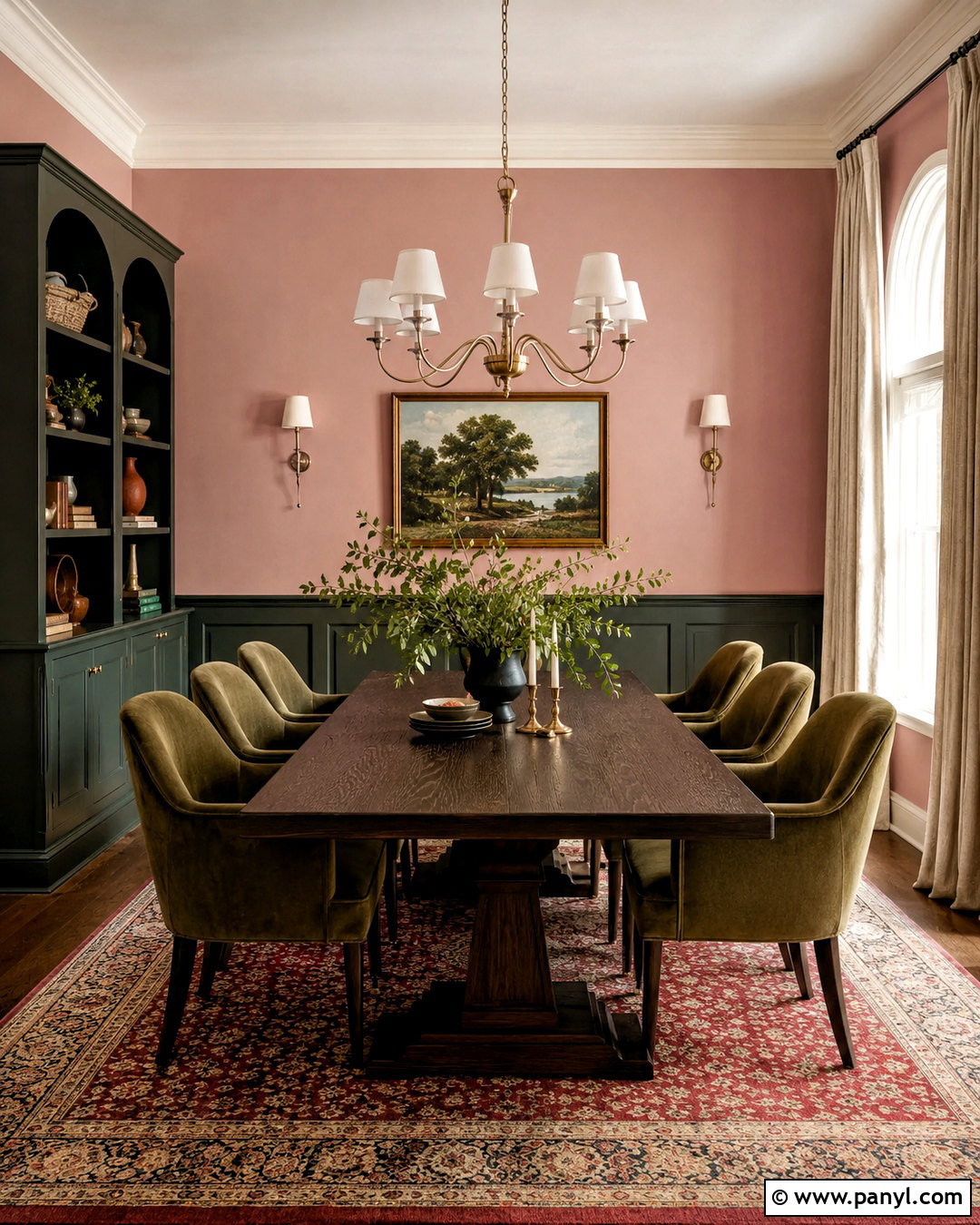 Pink Ground Dining Room With Dark Green - 40 pink ground farrow and ball ideas