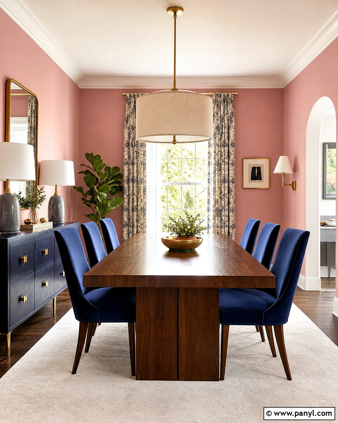 Pink Ground Dining Room With Navy Blue - 20 farrow and ball pink ground ideas