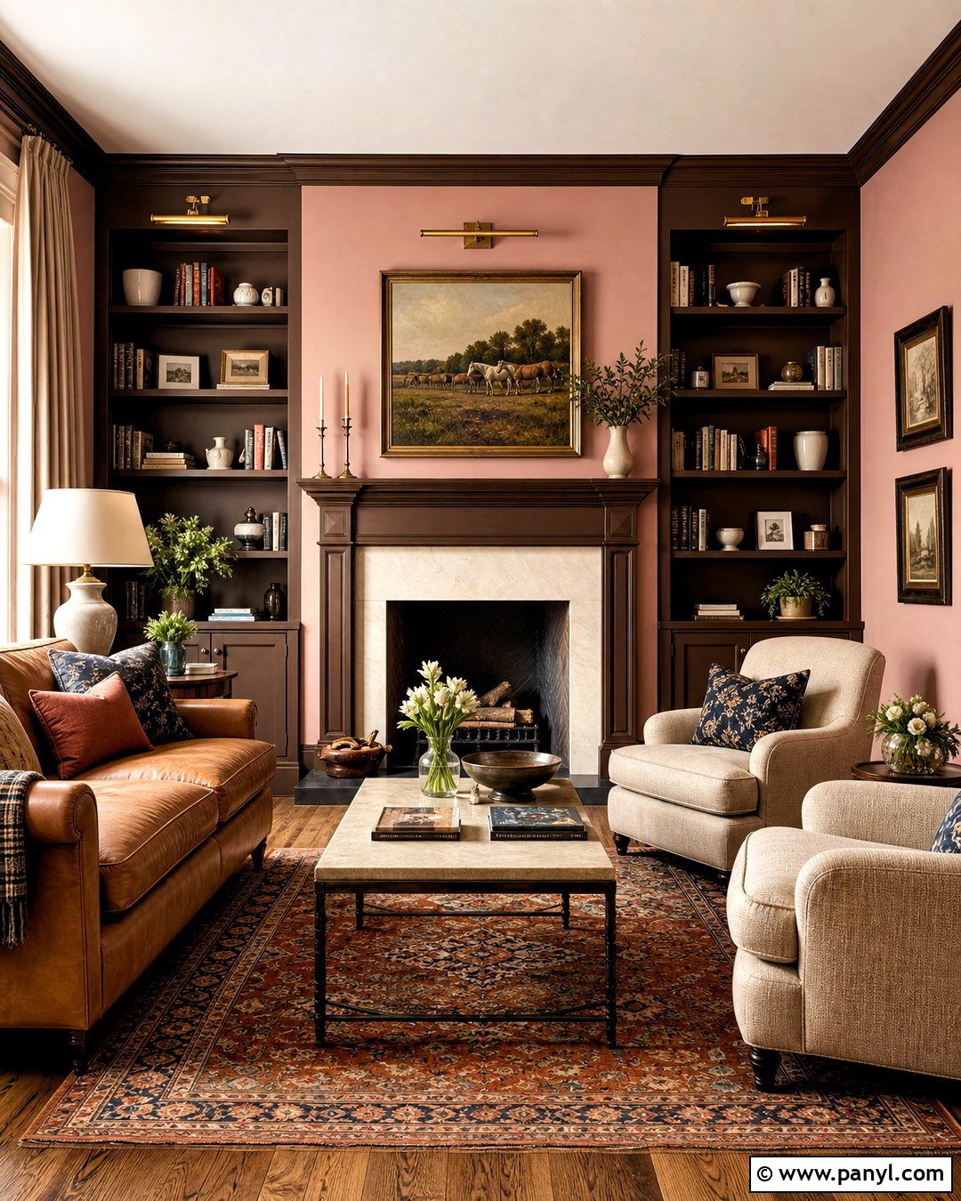 Pink Ground Fireplace With Brown Accents - 20 farrow and ball pink ground ideas