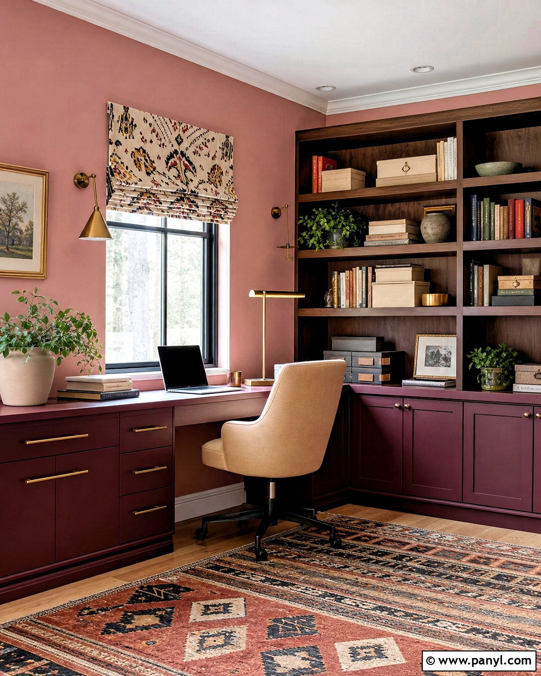 Pink Ground Home Office With Burgundy - 20 farrow and ball pink ground ideas