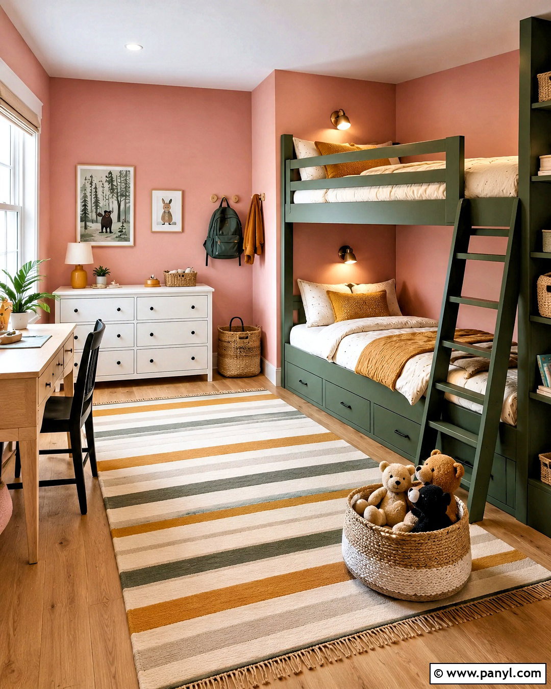 Pink Ground Kids Bedroom With Bunk Beds - 40 pink ground farrow and ball ideas