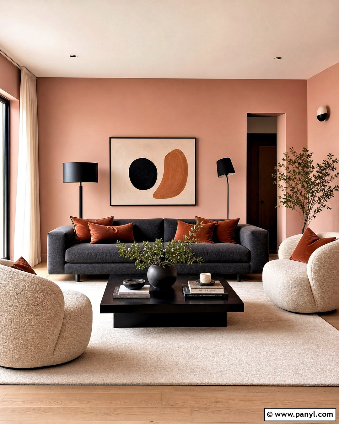 Pink Ground Living Room With Charcoal Gray - 20 farrow and ball pink ground ideas