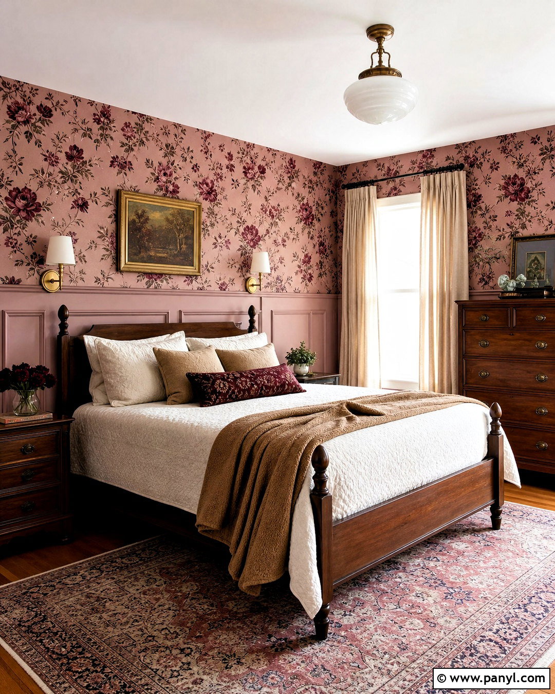 Pink Half Wall Wallpaper With Blush Paneling - 20 half wall wallpaper ideas