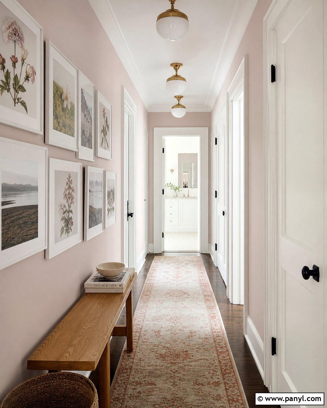 Pink Hallway Walls With White Gallery Frames - 25 White Pink Walls