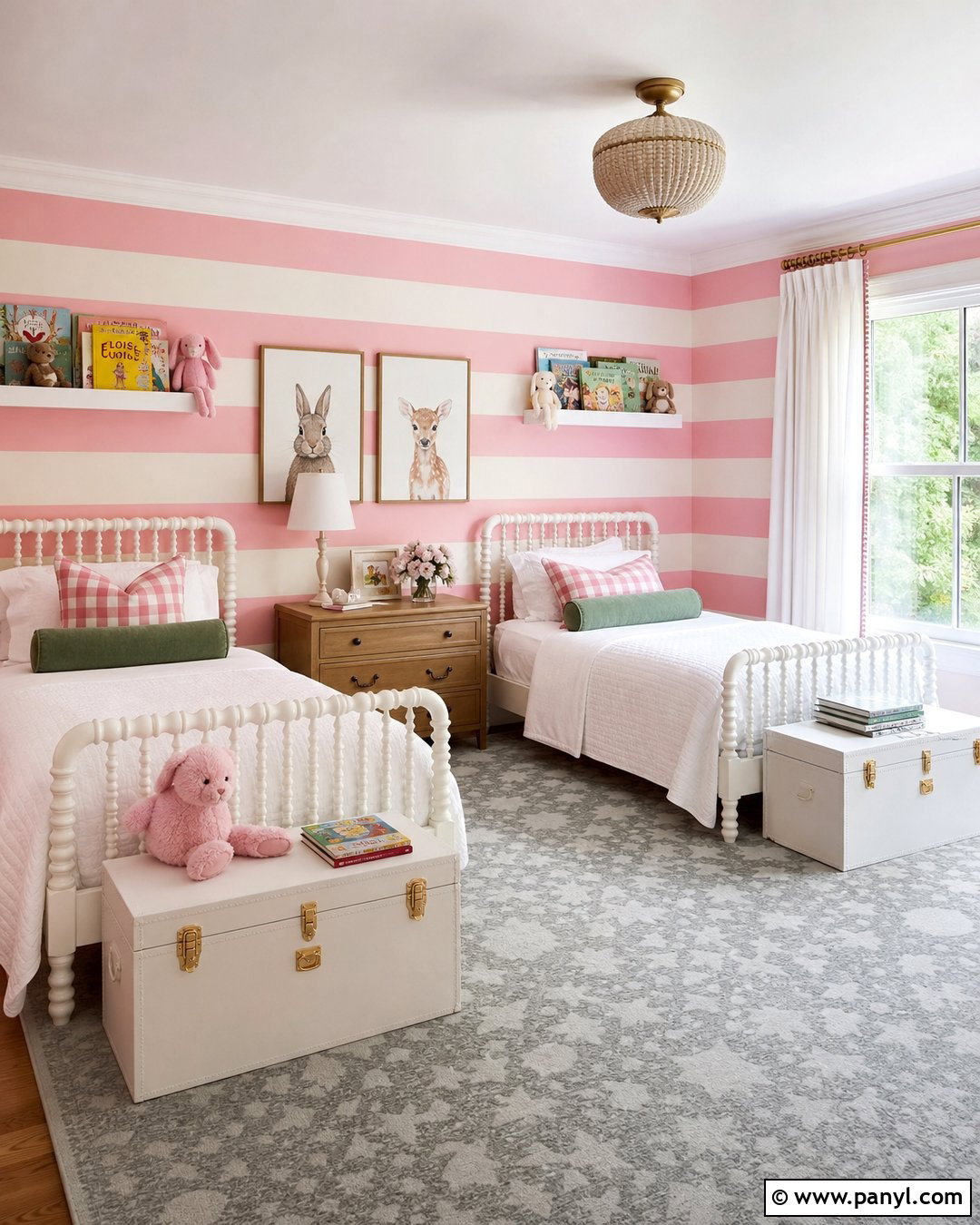 Pink Horizontal Striped Kids Bedroom Walls - 30 Pink Striped Walls