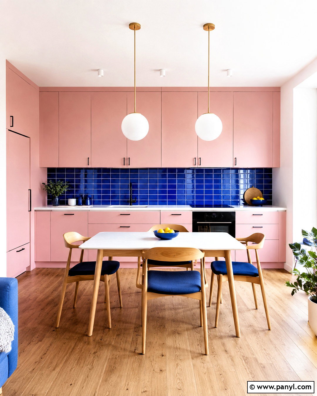 Pink Kitchen Cabinets With Blue Backsplash - 20 blue and pink kitchen ideas