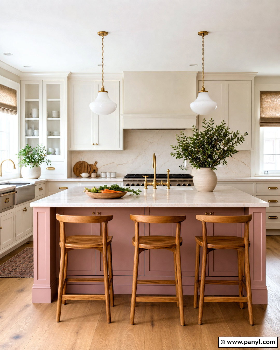 Pink Kitchen Island - 20 pop of color kitchen ideas