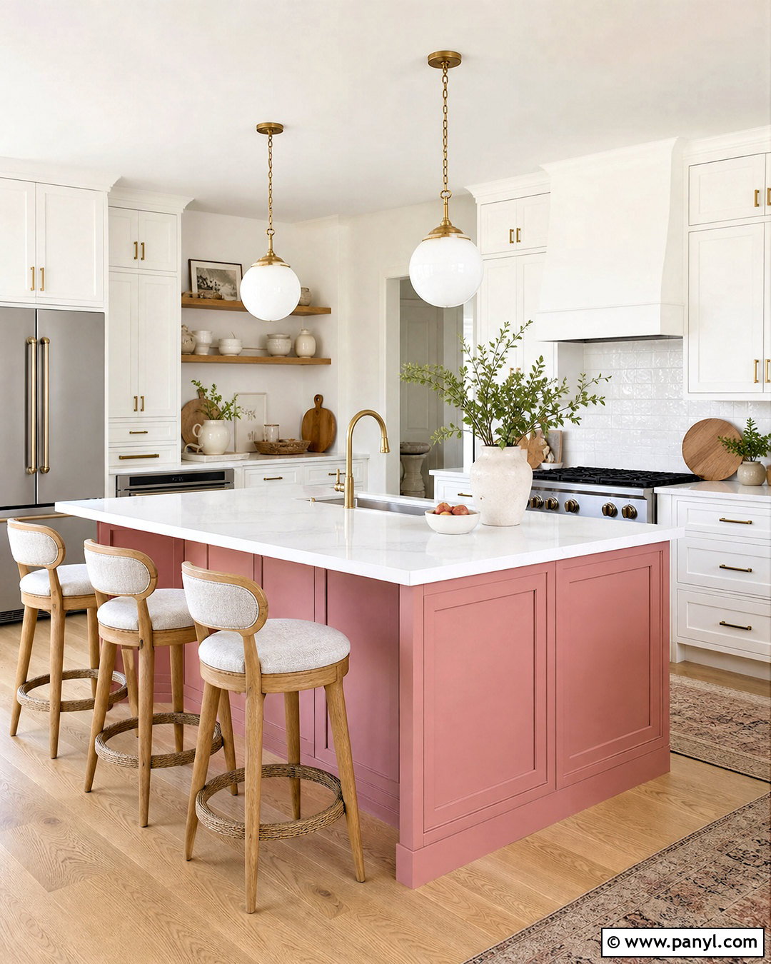 Pink Kitchen Island With White Cabinets - 20 white and pink kitchen ideas