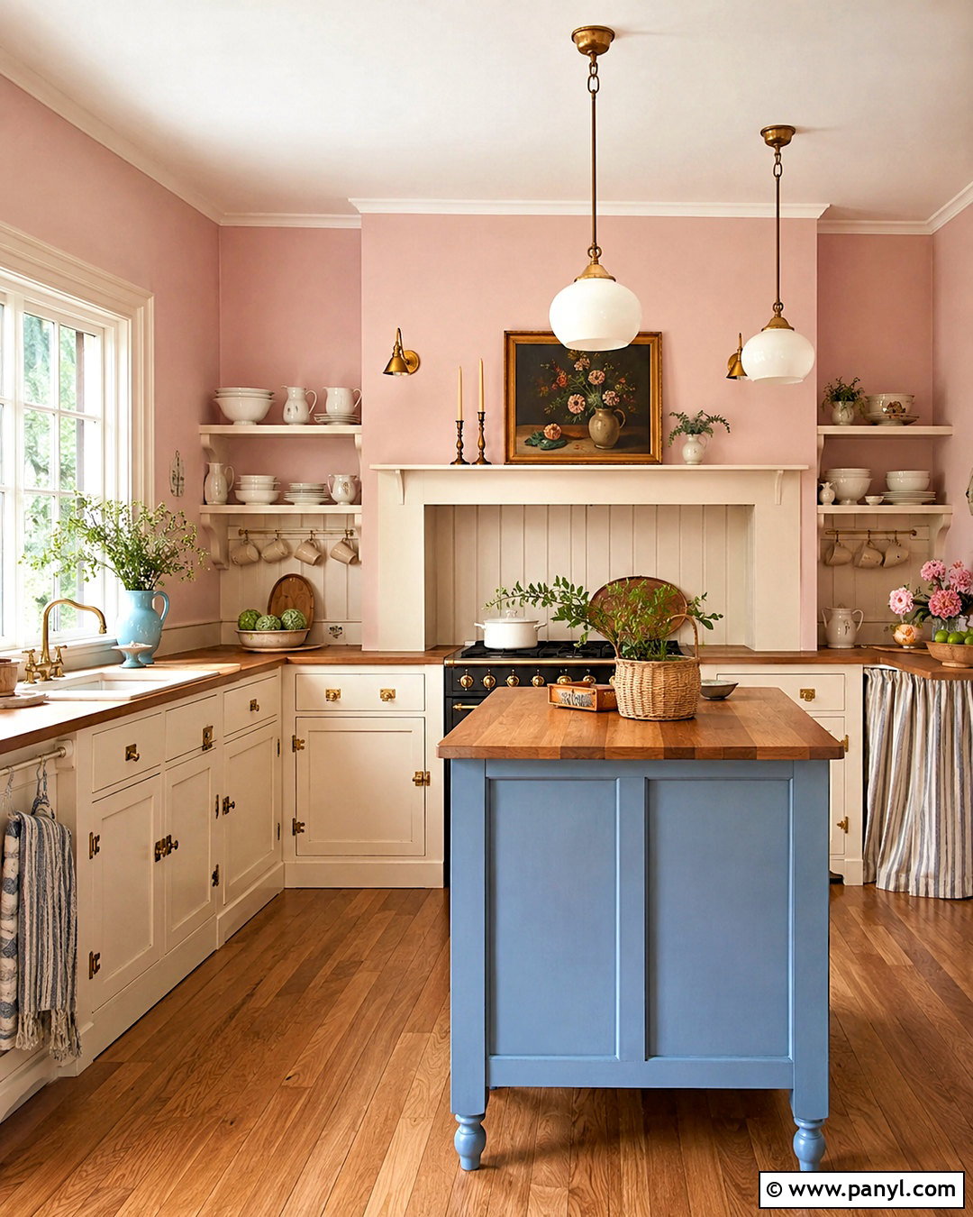 Pink Kitchen Walls In A Cottage Kitchen - 40 pink kitchen walls