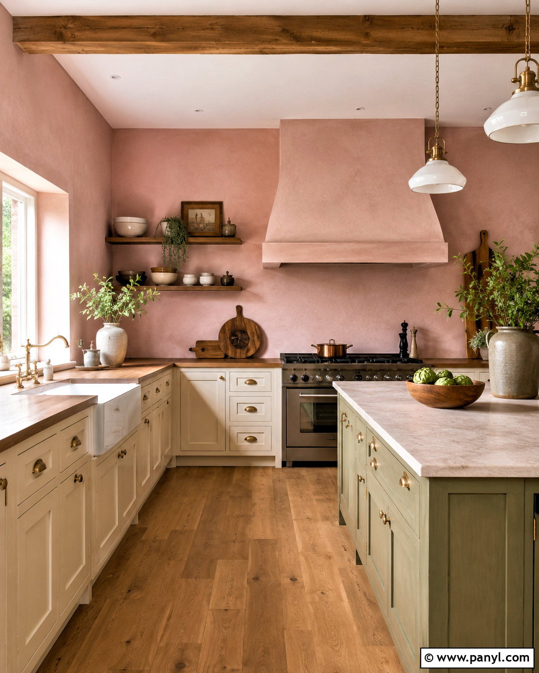 Pink Kitchen Walls In A Farmhouse Kitchen - 40 pink kitchen walls