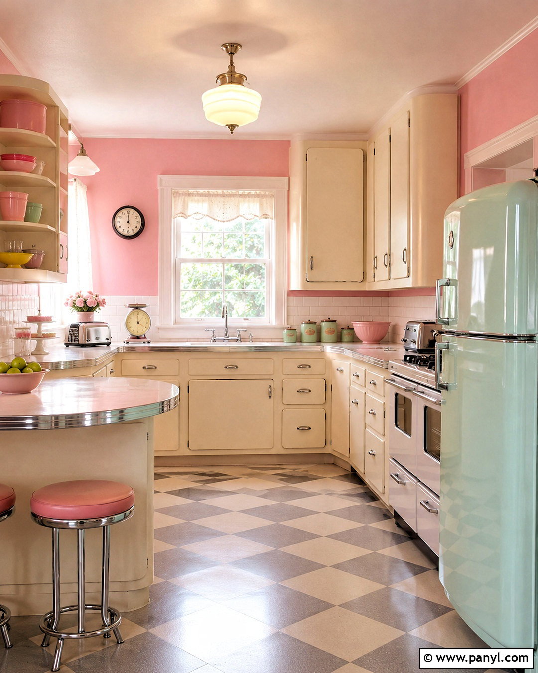 Pink Kitchen Walls In A Vintage Kitchen - 40 pink kitchen walls