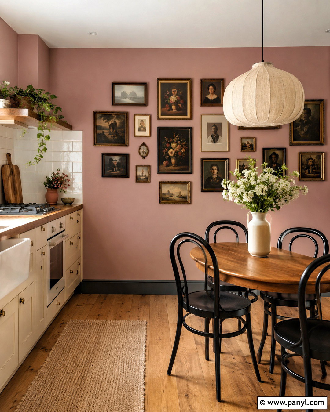 Pink Kitchen Walls With A Gallery Wall - 40 pink kitchen walls