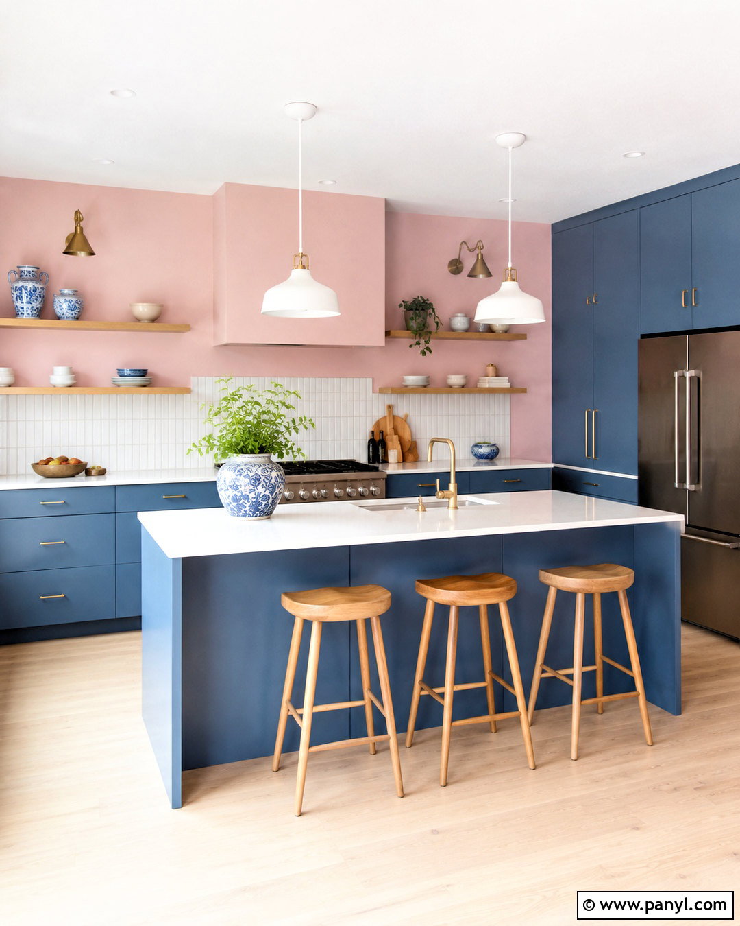 Pink Kitchen Walls With Blue Cabinets - 40 pink kitchen walls