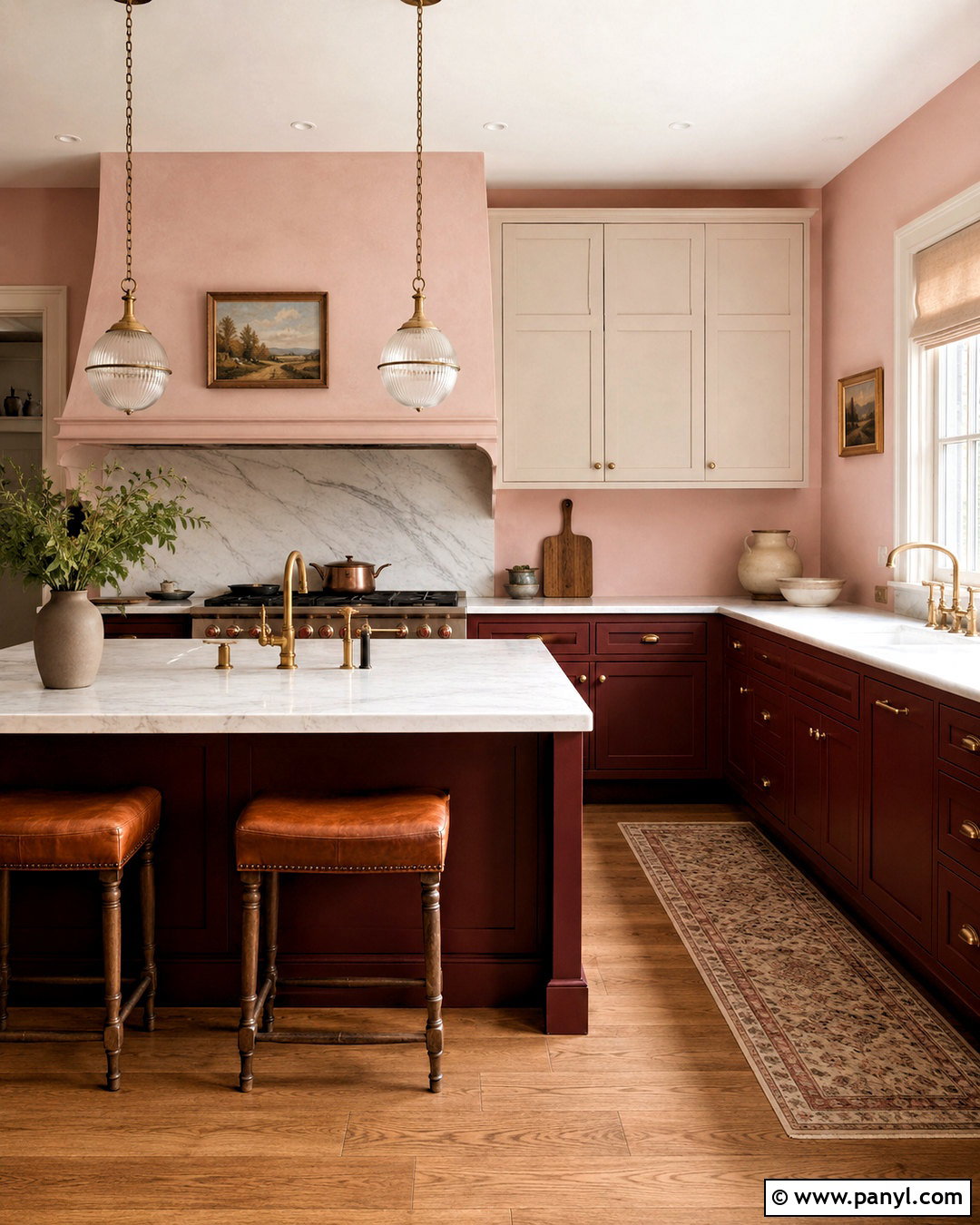 Pink Kitchen Walls With Burgundy Cabinets - 40 pink kitchen walls