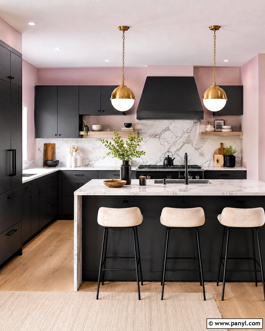 Pink Kitchen Walls With Charcoal Cabinets - 40 pink kitchen walls
