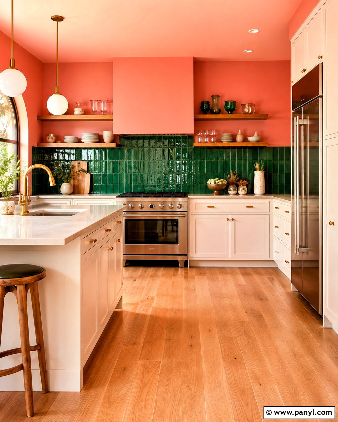 Pink Kitchen Walls With Green Tile - 40 pink kitchen walls