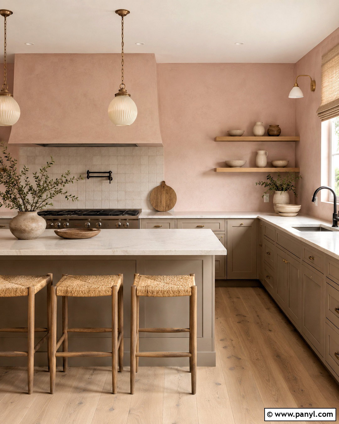 Pink Kitchen Walls With Greige Cabinets - 40 pink kitchen walls