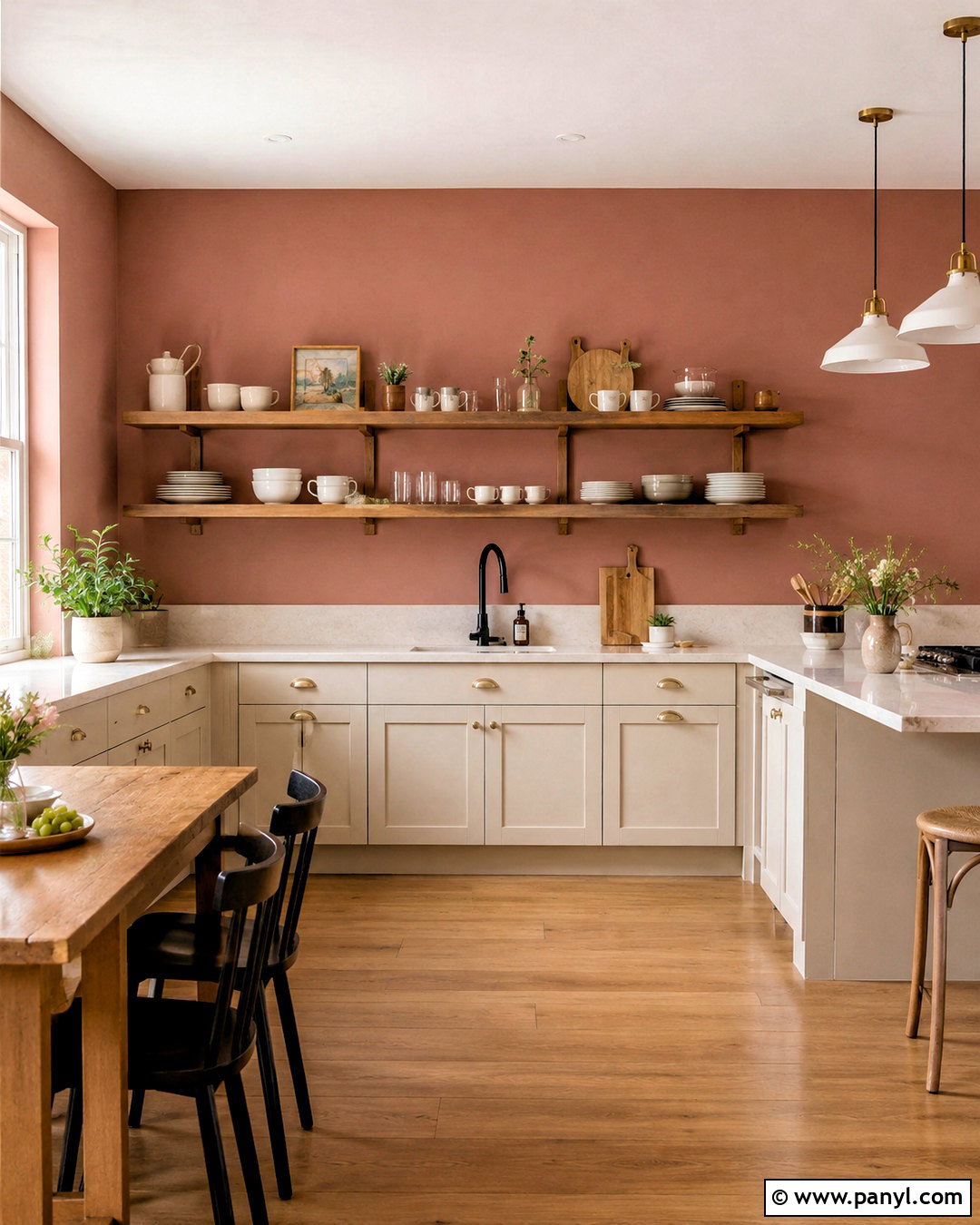 Pink Kitchen Walls With Open Shelves - 40 pink kitchen walls