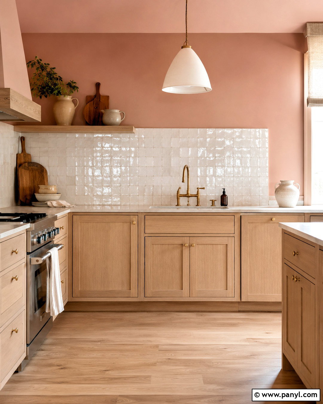 Pink Kitchen Walls With White Zellige Tile - 40 pink kitchen walls