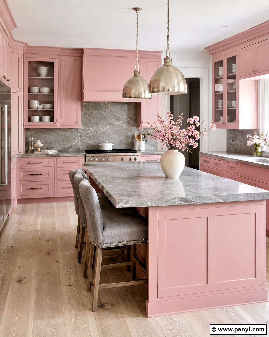 Pink Kitchen With Grey Marble - 20 pink and grey kitchen ideas