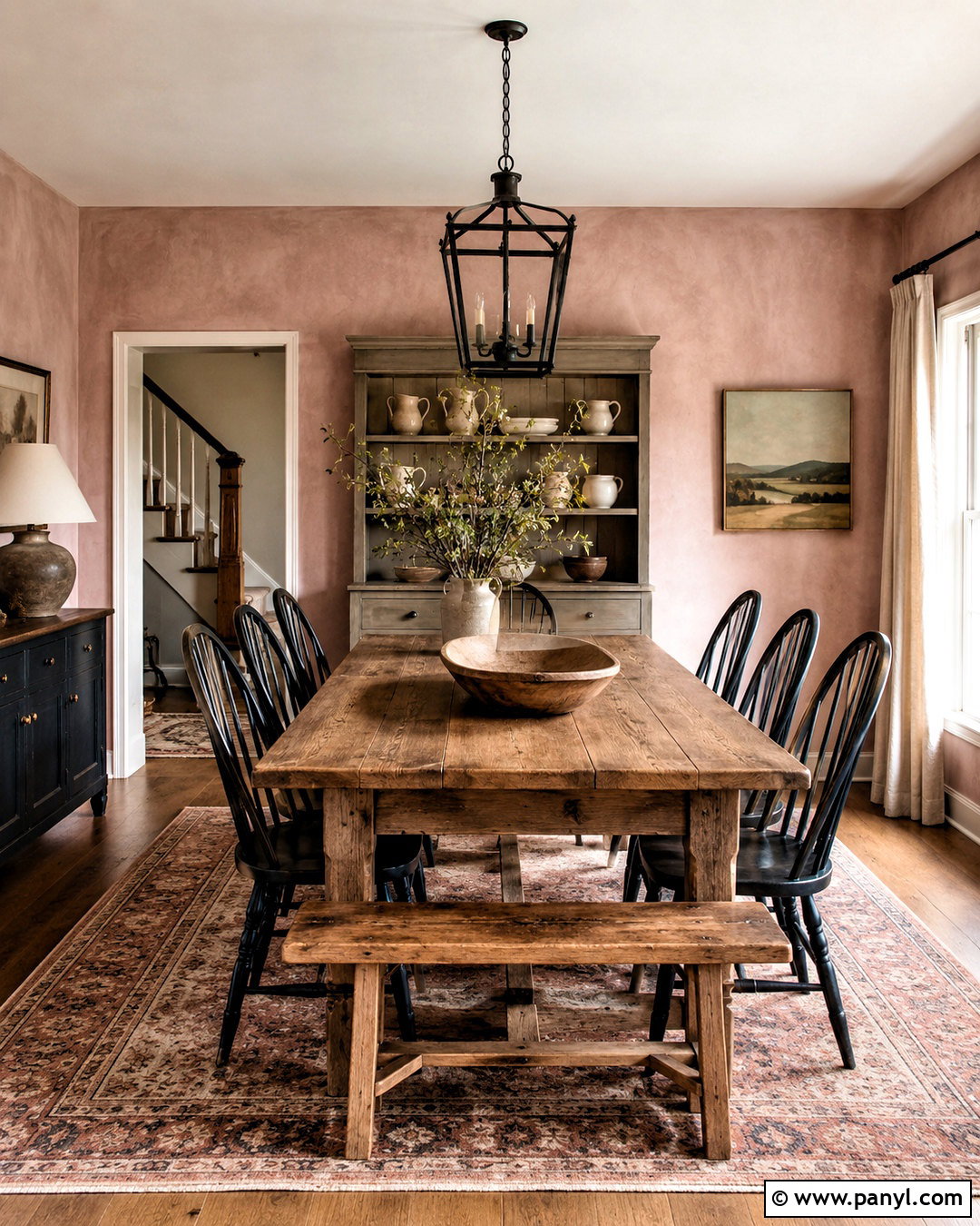 Pink Limewash Farmhouse Dining Room - 40 Pink Limewash Wall Ideas