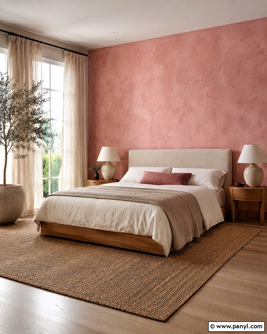 Pink Limewash Feature Wall - 20 pink feature wall bedroom ideas