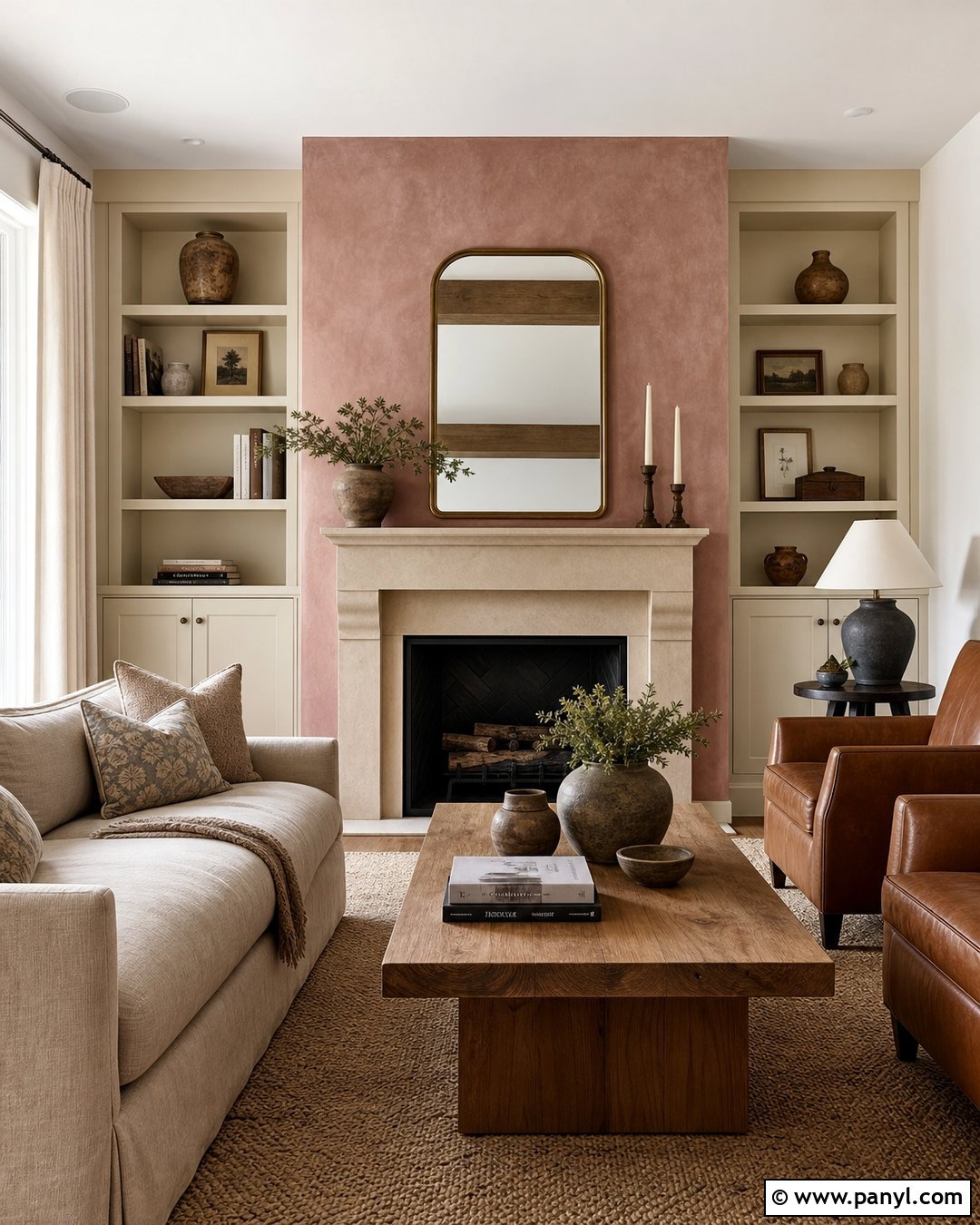 Pink Limewash Fireplace Wall - 25 Limewash Pink Walls