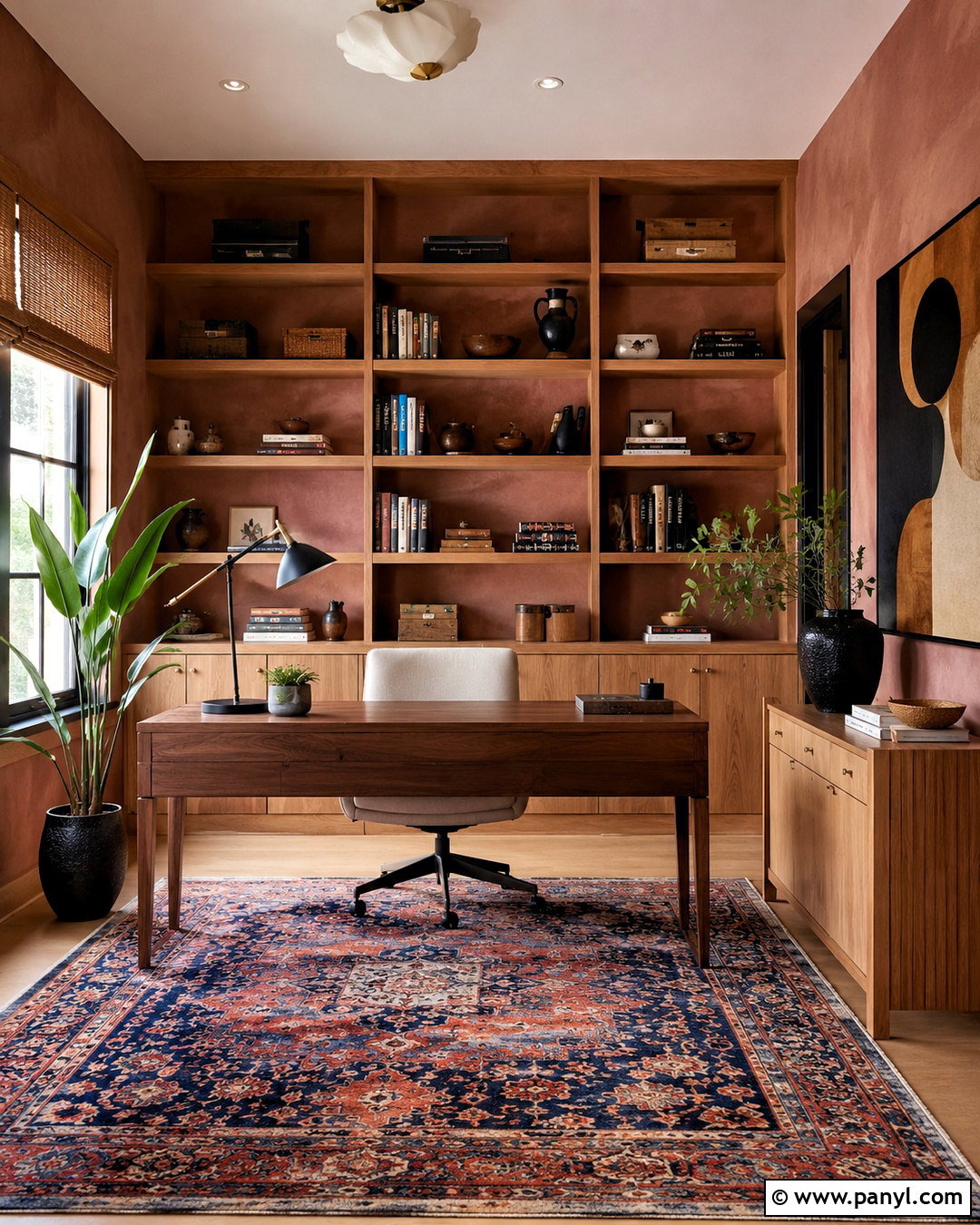 Pink Limewash Home Office - 40 Pink Limewash Wall Ideas