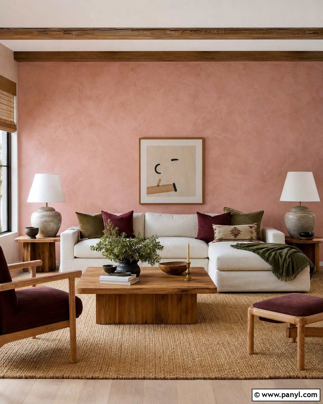 Pink Limewash Living Room Accent Wall - 35 pink accent walls