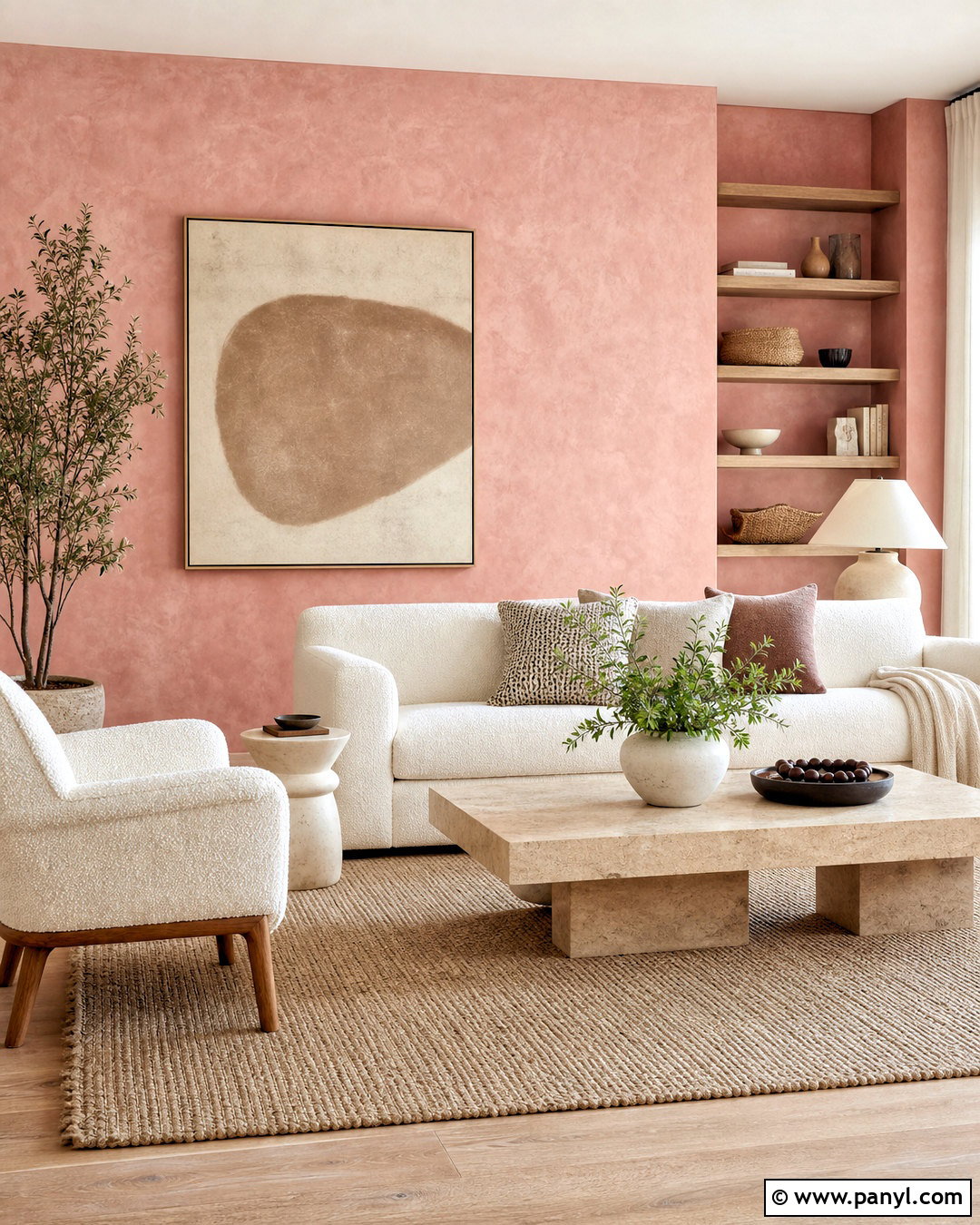 Pink Limewash Living Room Wall - 20 pink wall painting ideas